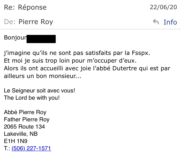 Courriel abbé Pierre Roy